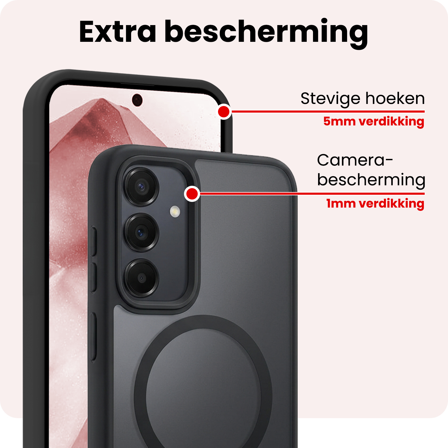 NoXx NoXx Samsung Galaxy A55 Magsafe Hoesje Zwart Met 2x Screenprotector