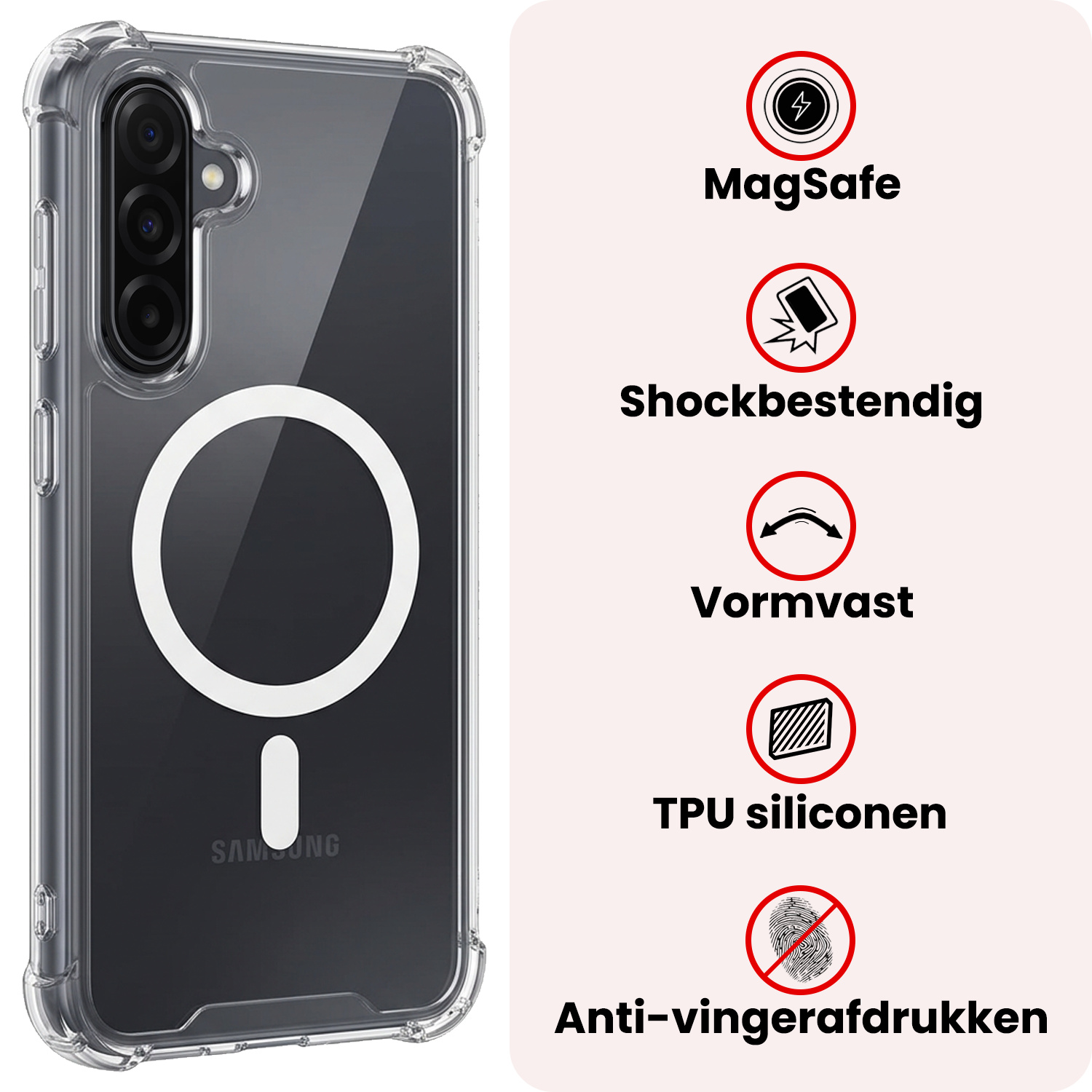 NoXx NoXx Samsung Galaxy A56 Magsafe Hoesje Transparant Met Screenprotector