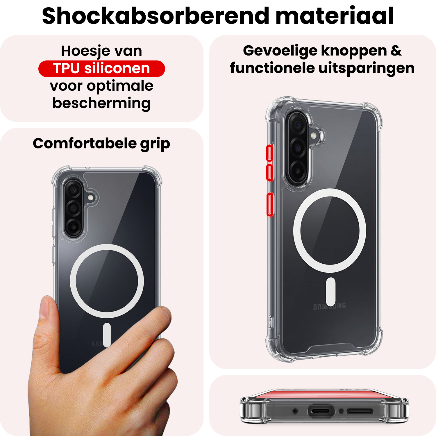 NoXx NoXx Samsung Galaxy A56 Magsafe Hoesje Transparant Met Screenprotector