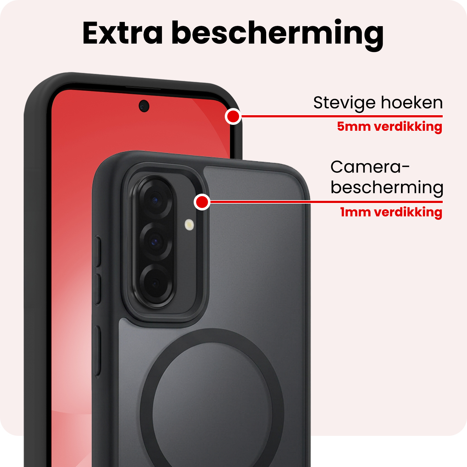 NoXx NoXx Samsung Galaxy A56 Magsafe Hoesje Zwart Met 2x Screenprotector