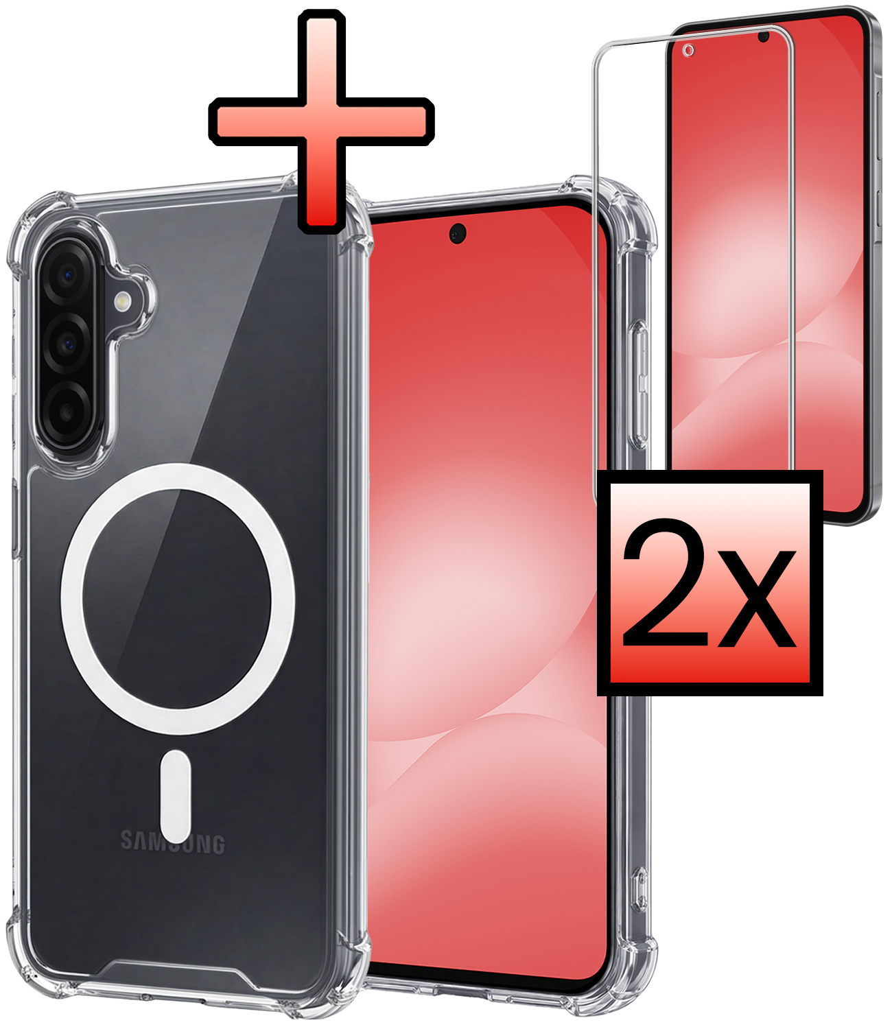 NoXx NoXx Samsung Galaxy A56 Magsafe Hoesje Transparant Met 2x Screenprotector