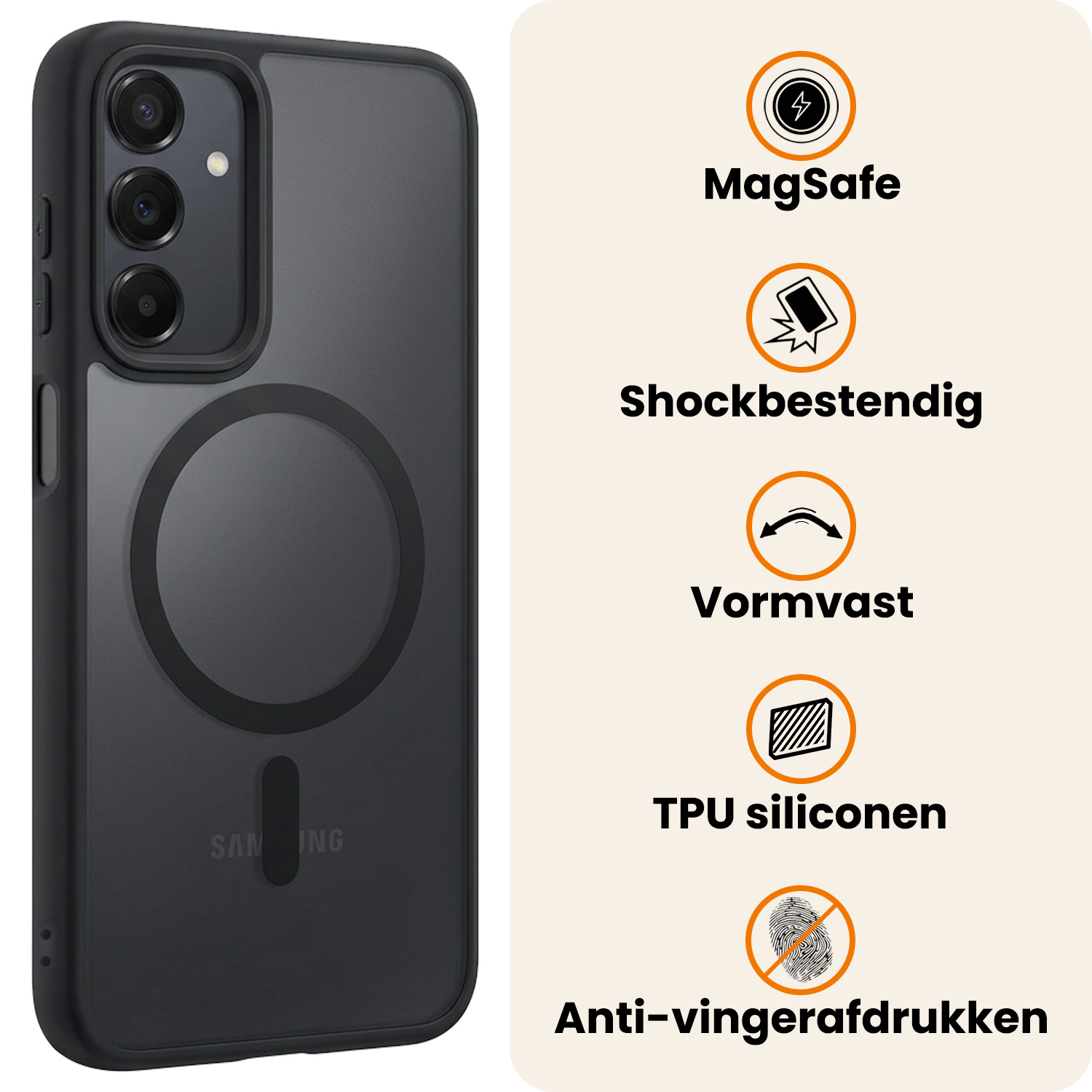 Nomfy Nomfy Samsung Galaxy A25 Magsafe Hoesje Zwart Met 2x Screenprotector