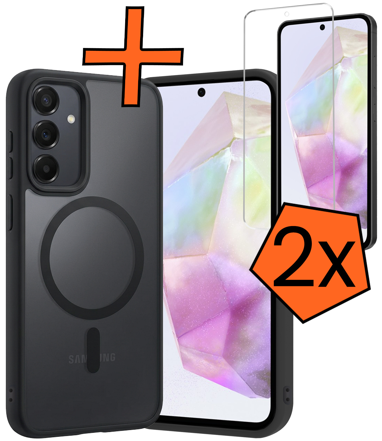 Nomfy Nomfy Samsung Galaxy A35 Magsafe Hoesje Zwart Met 2x Screenprotector