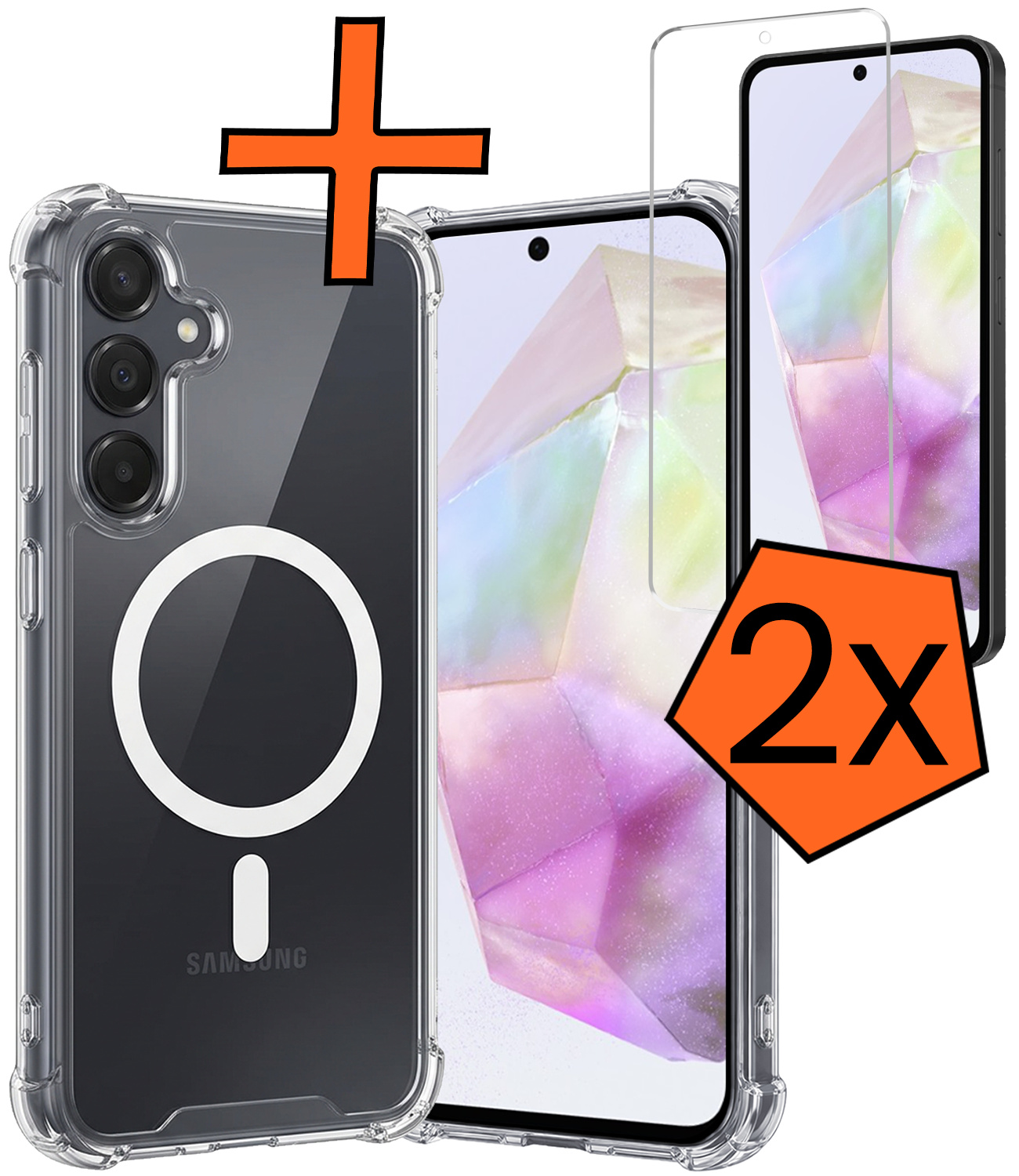 Nomfy Nomfy Samsung Galaxy A35 Magsafe Hoesje Transparant Met 2x Screenprotector