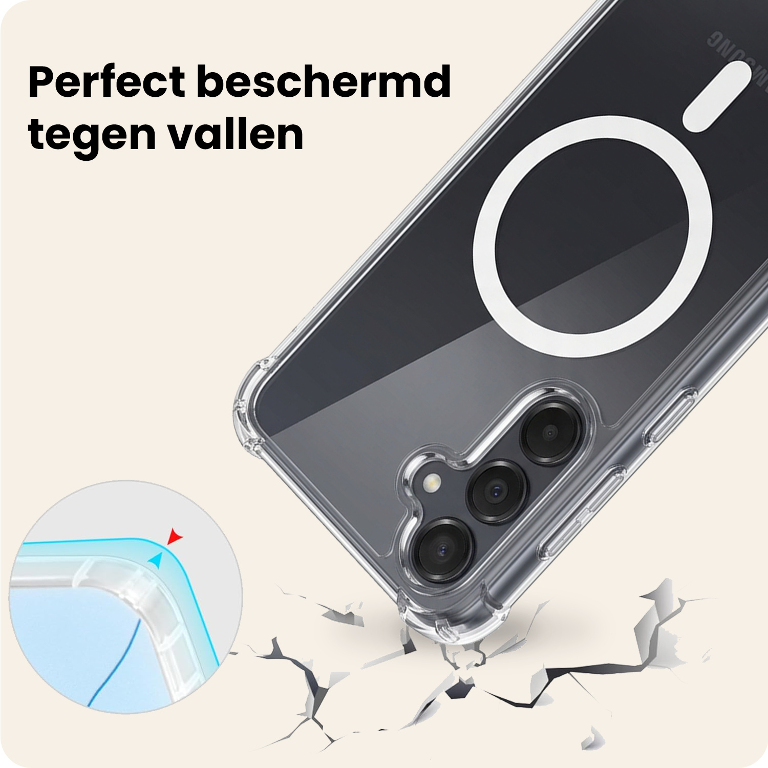 Nomfy Nomfy Samsung Galaxy A35 Magsafe Hoesje Transparant Met 2x Screenprotector