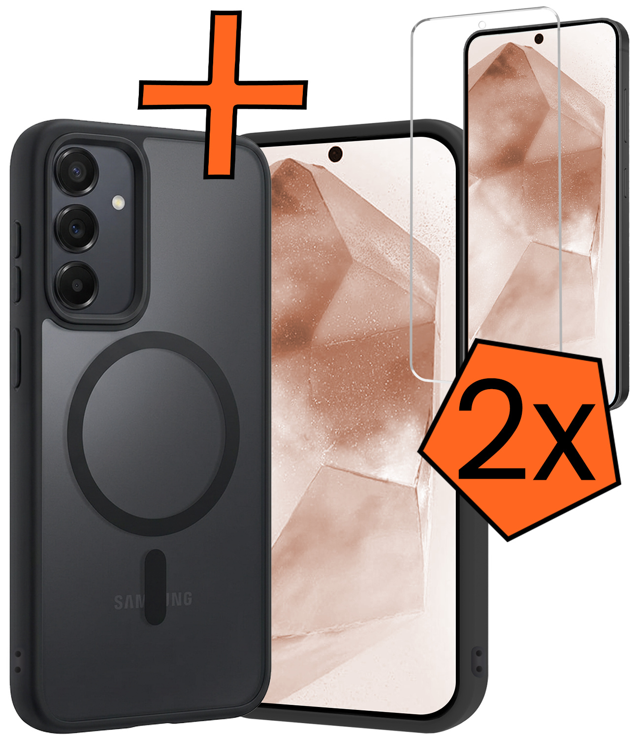 Nomfy Nomfy Samsung Galaxy A55 Magsafe Hoesje Zwart Met 2x Screenprotector
