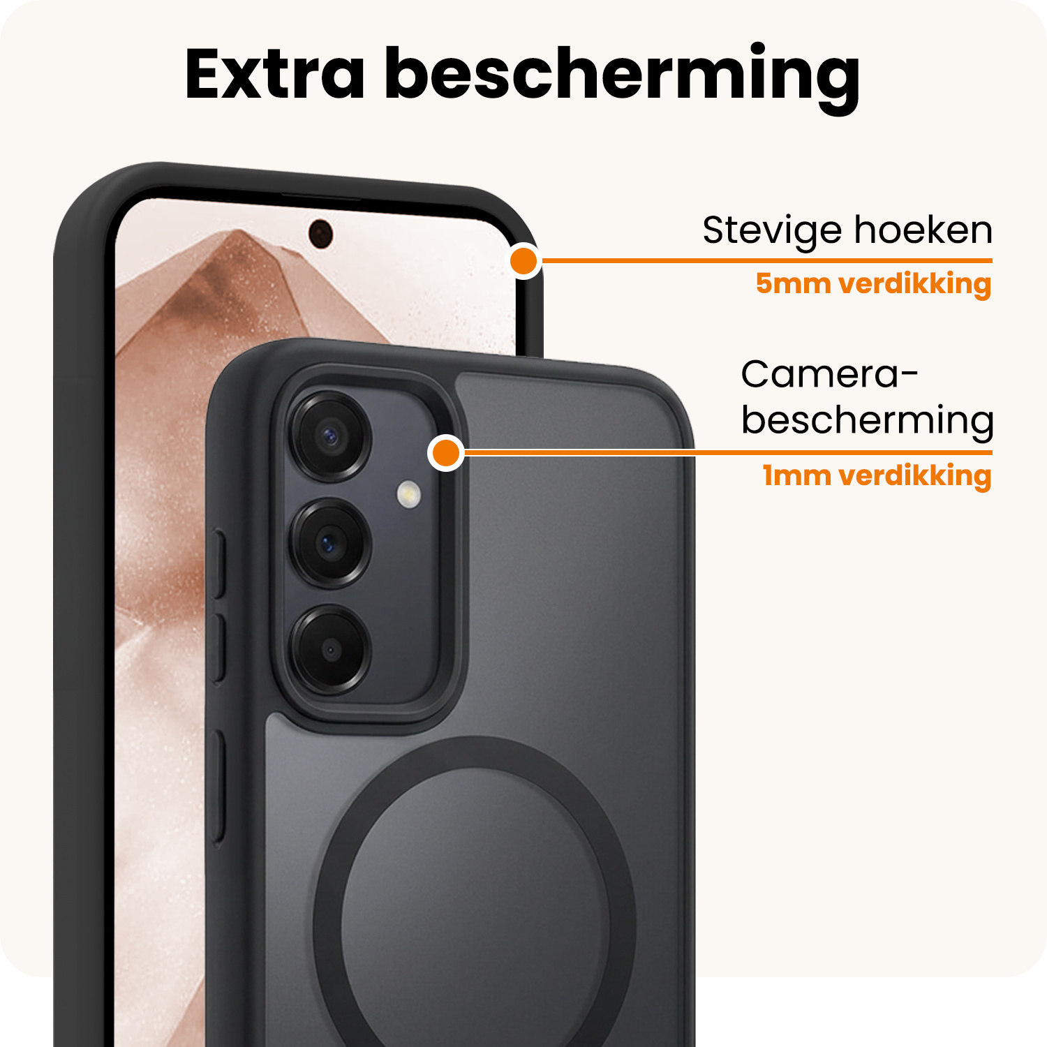 Nomfy Nomfy Samsung Galaxy A55 Magsafe Hoesje Zwart Met 2x Screenprotector