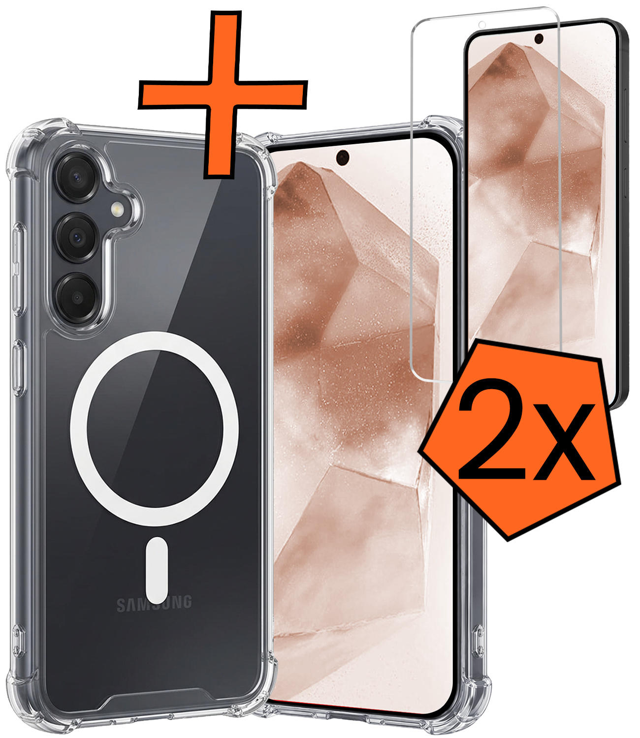 Nomfy Nomfy Samsung Galaxy A55 Magsafe Hoesje Transparant Met 2x Screenprotector