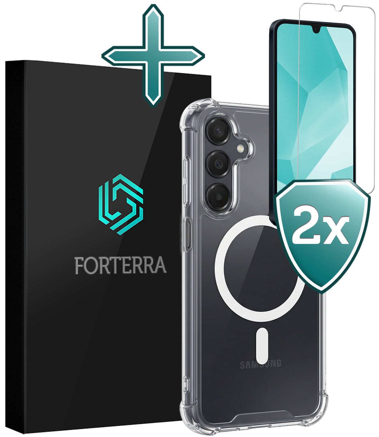 Forterra Forterra Samsung Galaxy A16 Magsafe Hoesje Transparant Met 2x Screenprotector