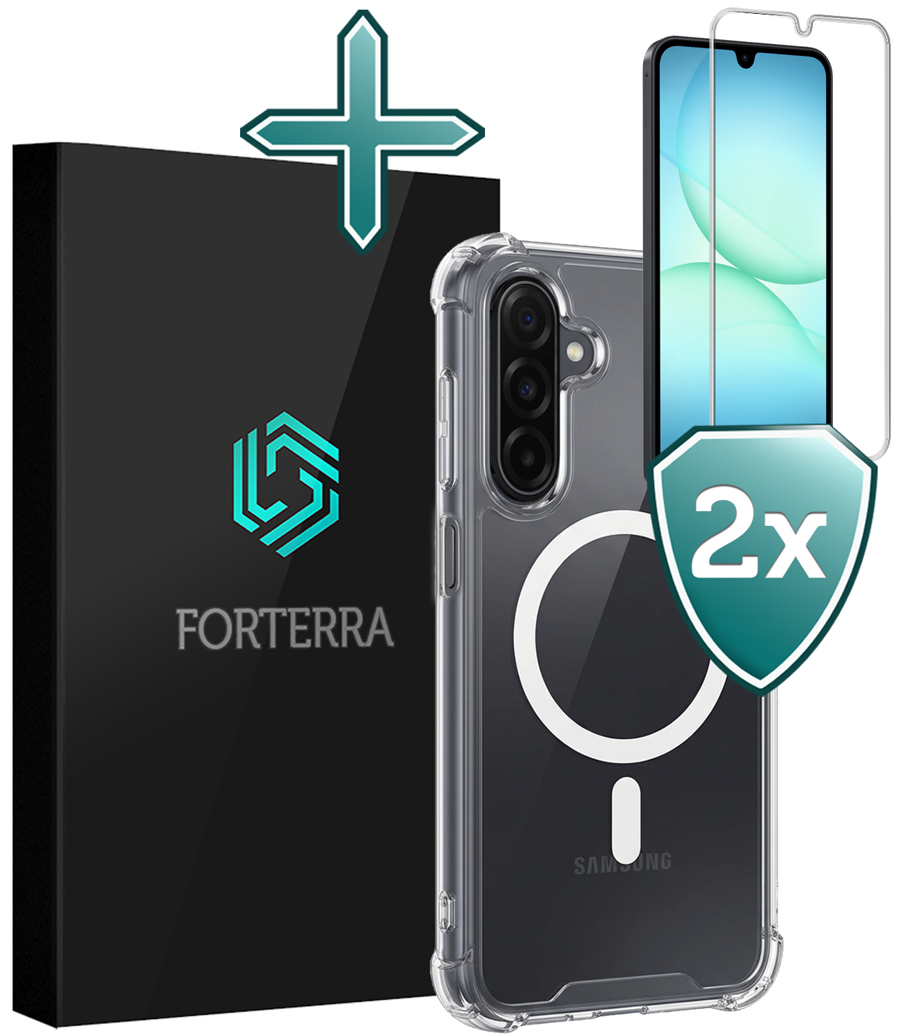 Forterra Forterra Samsung Galaxy A17 Magsafe Hoesje Transparant Met 2x Screenprotector