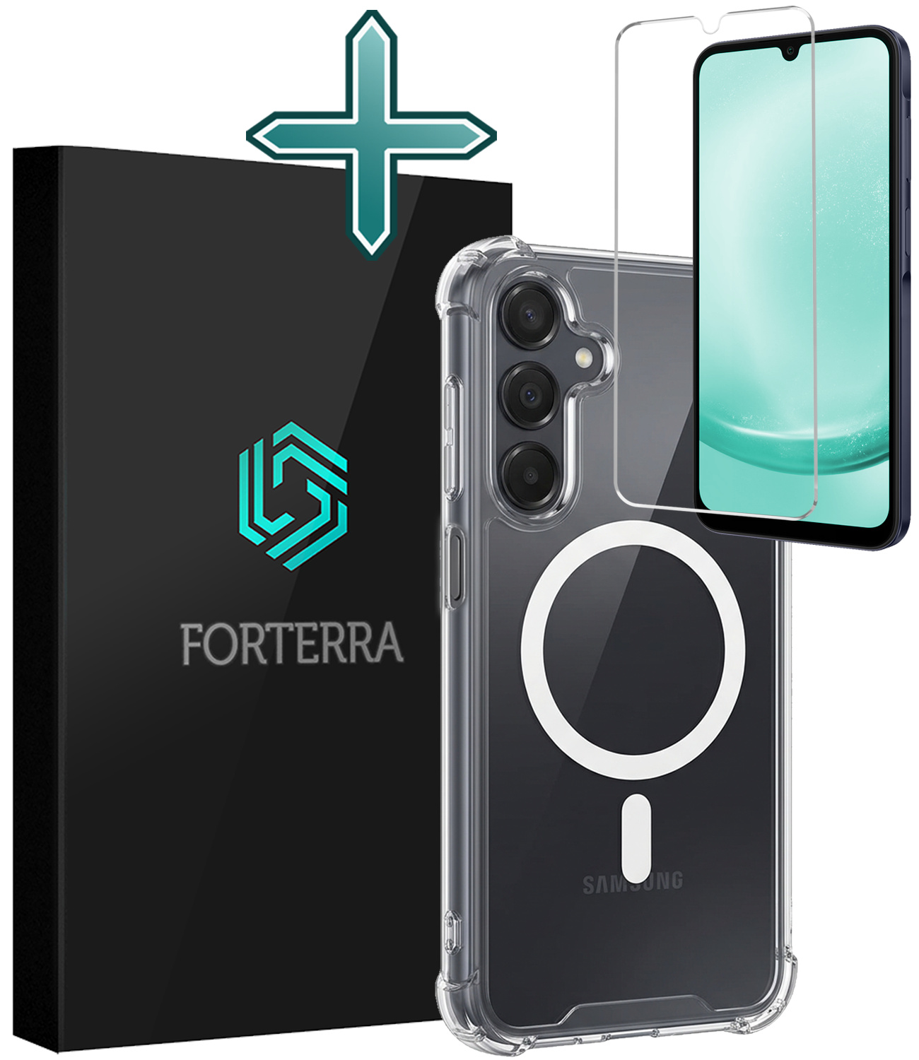 Forterra Forterra Samsung Galaxy A25 Magsafe Hoesje Transparant Met Screenprotector