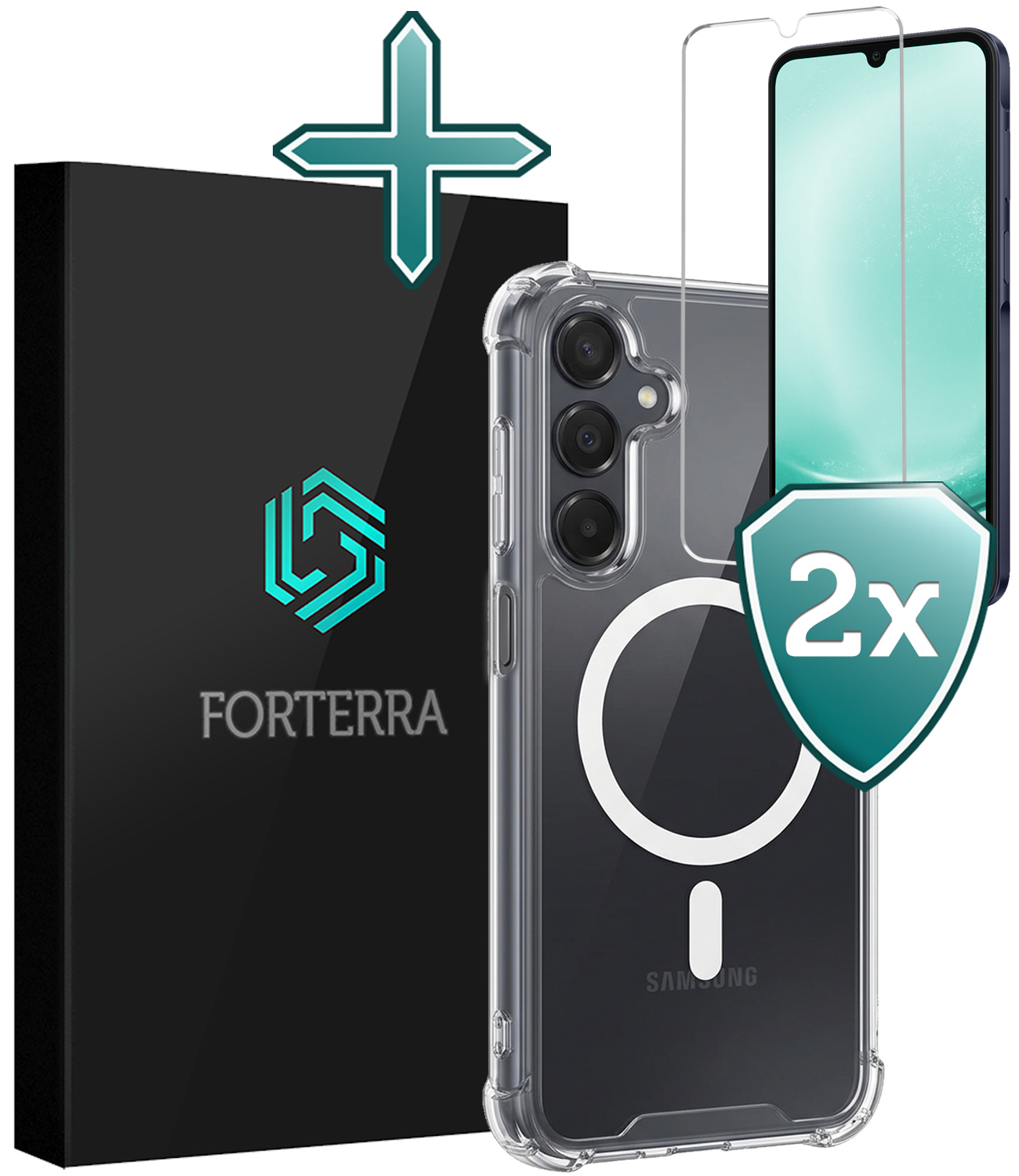 Forterra Forterra Samsung Galaxy A25 Magsafe Hoesje Transparant Met 2x Screenprotector