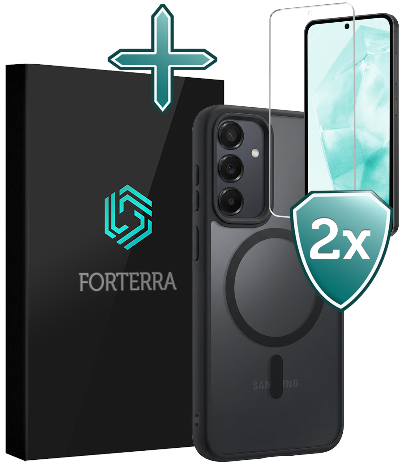 Forterra Forterra Samsung Galaxy A35 Magsafe Hoesje Zwart Met 2x Screenprotector