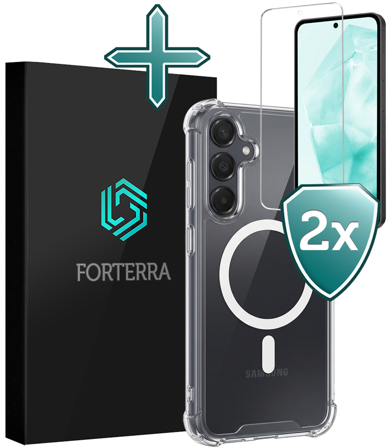 Forterra Forterra Samsung Galaxy A35 Magsafe Hoesje Transparant Met 2x Screenprotector