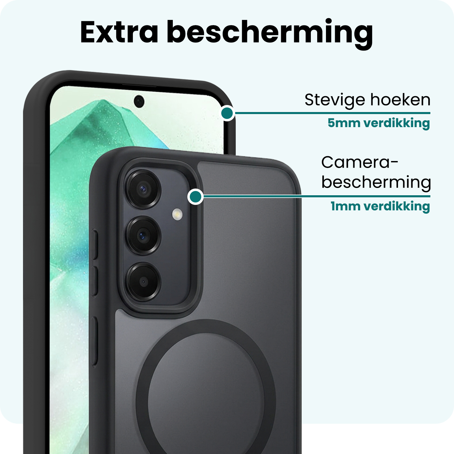 Forterra Forterra Samsung Galaxy A55 Magsafe Hoesje Zwart Met Screenprotector