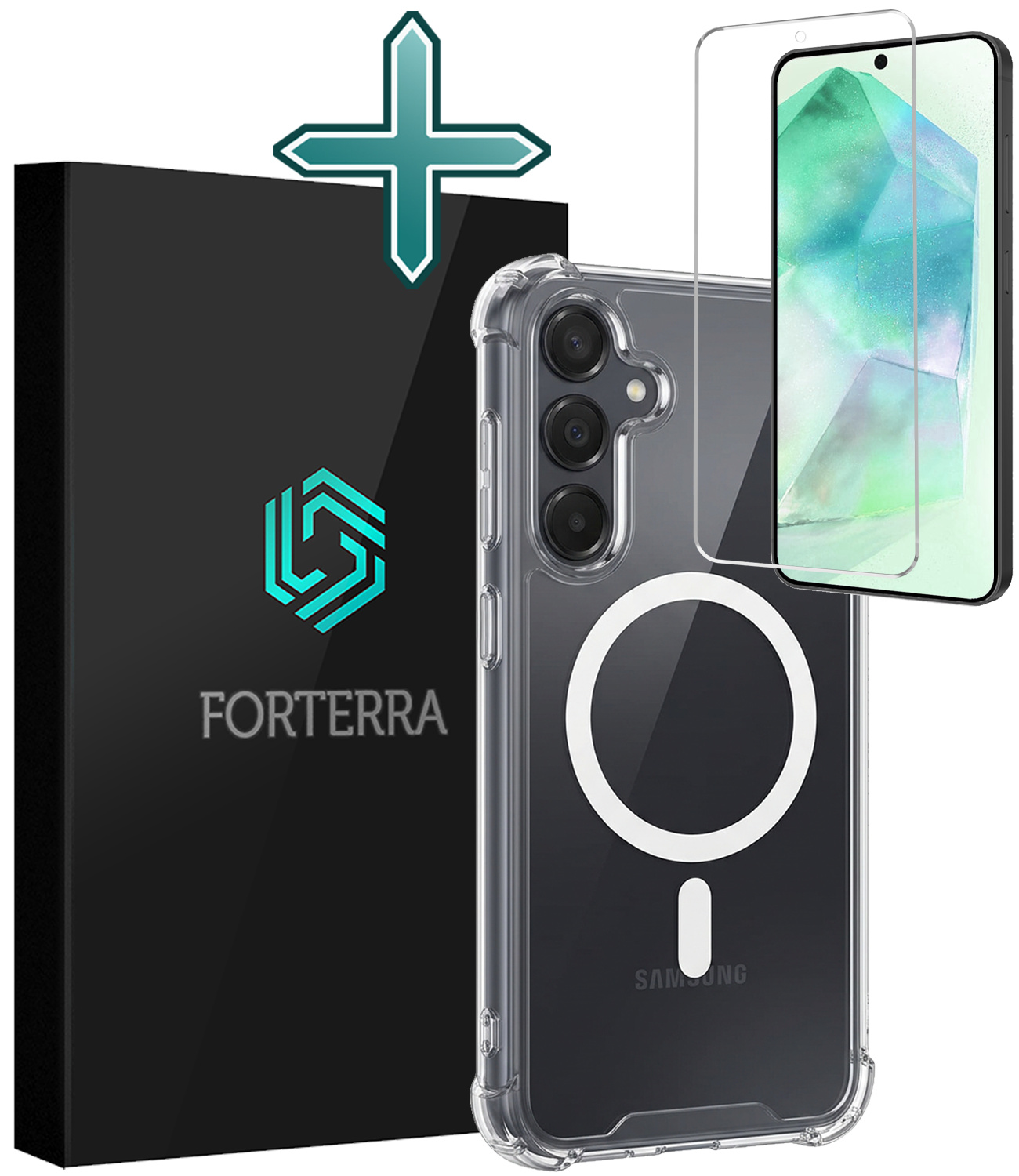 Forterra Forterra Samsung Galaxy A55 Magsafe Hoesje Transparant Met Screenprotector