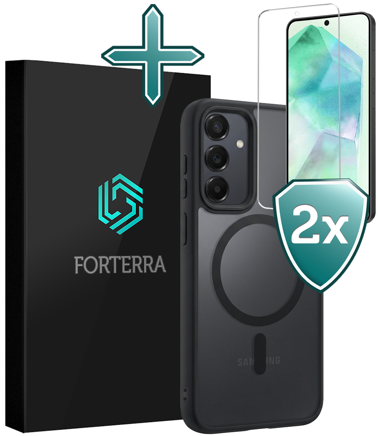Forterra Forterra Samsung Galaxy A55 Magsafe Hoesje Zwart Met 2x Screenprotector