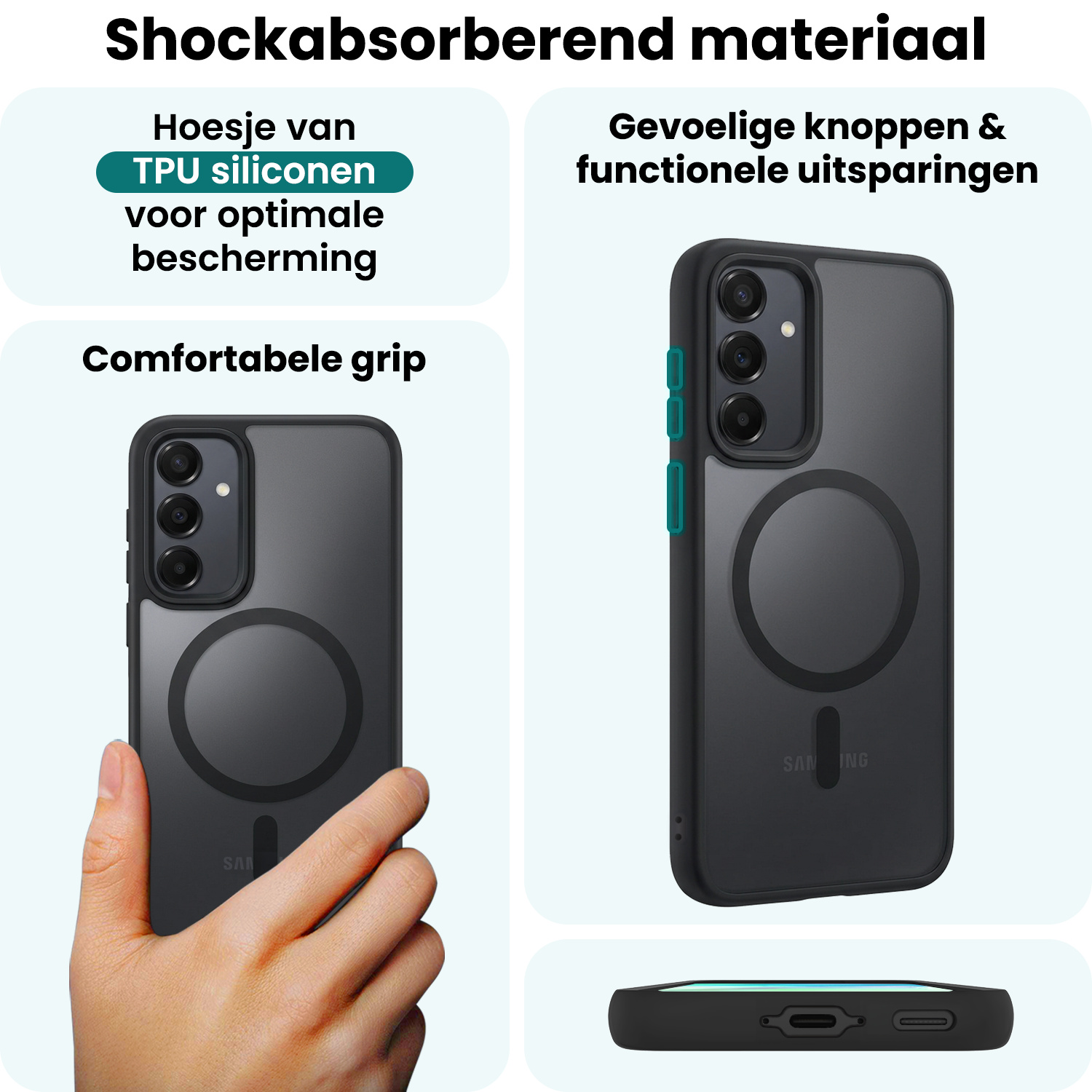 Forterra Forterra Samsung Galaxy A55 Magsafe Hoesje Zwart Met 2x Screenprotector