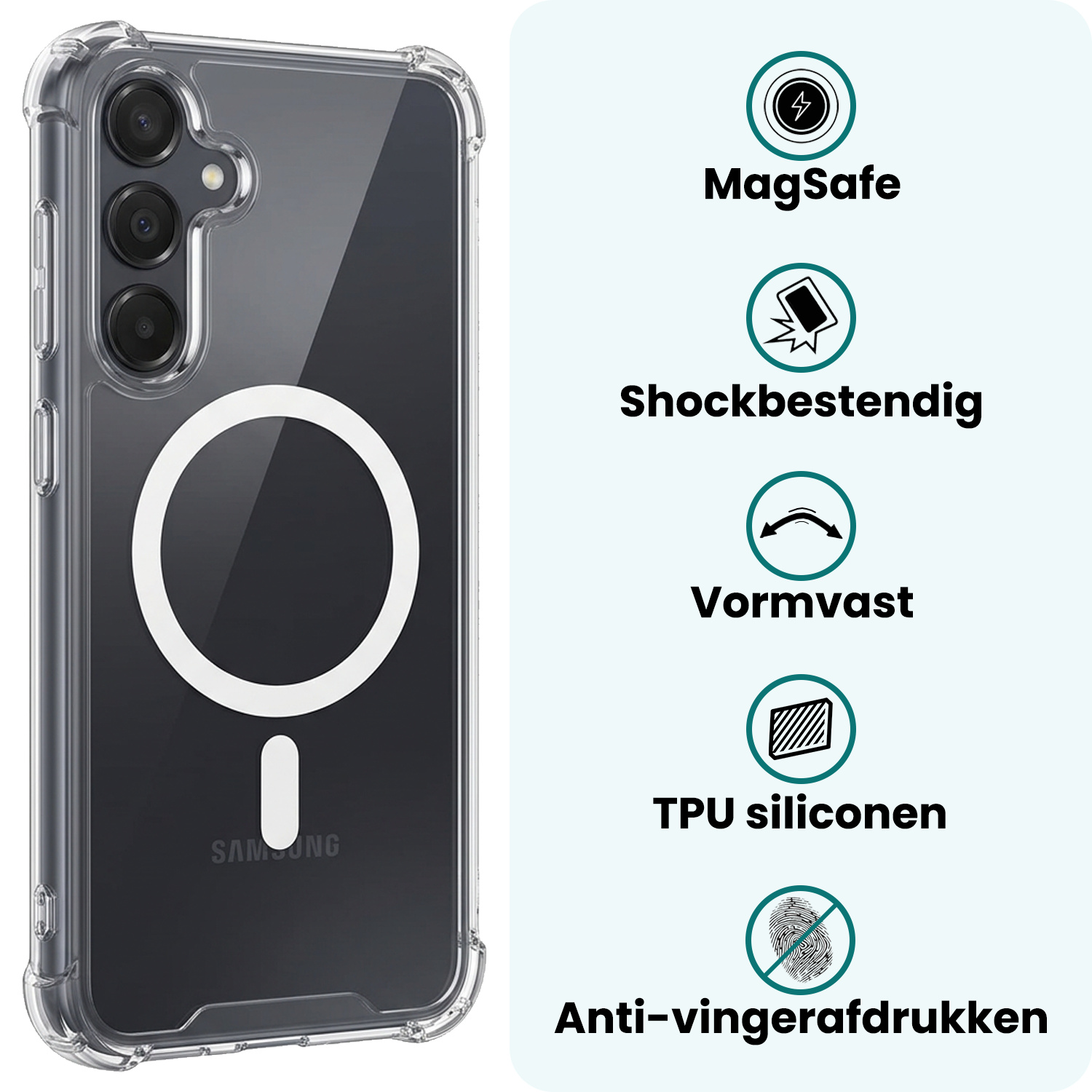 Forterra Forterra Samsung Galaxy A55 Magsafe Hoesje Transparant Met 2x Screenprotector