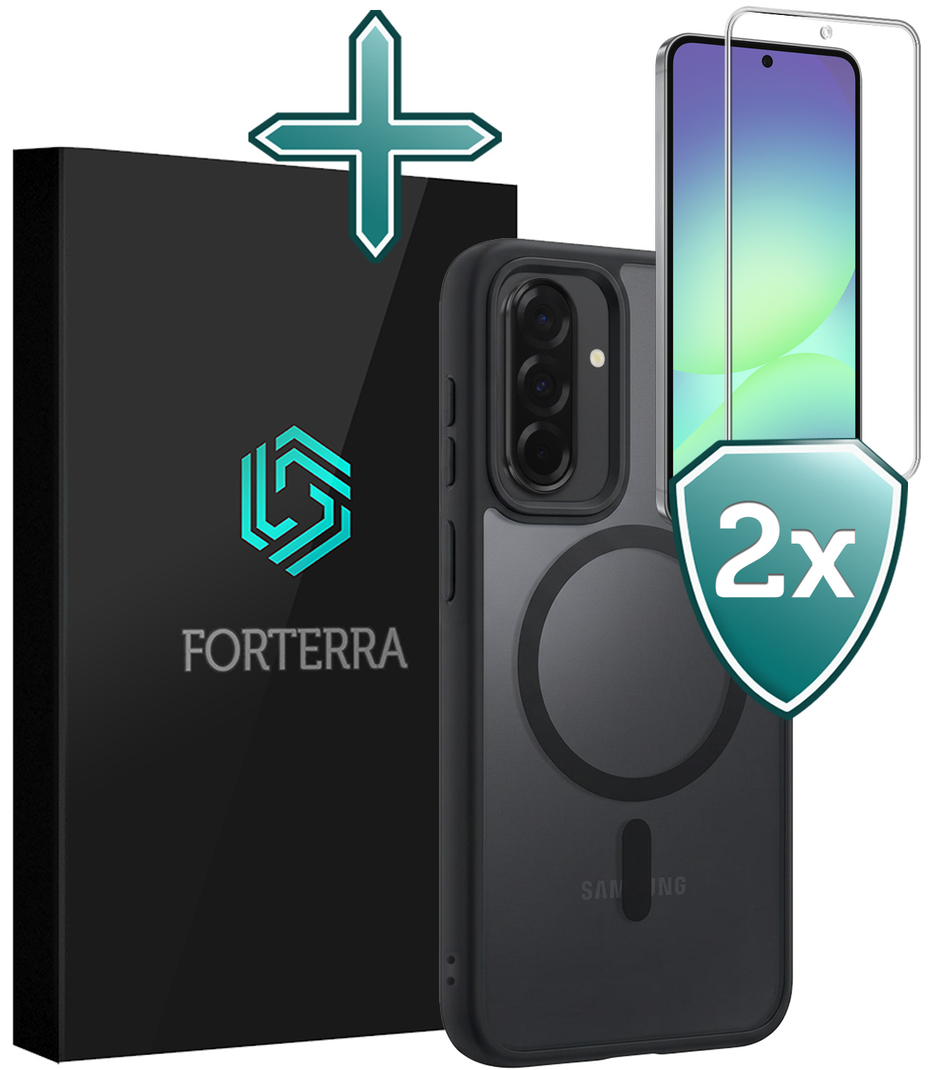 Forterra Forterra Samsung Galaxy A56 Magsafe Hoesje Zwart Met 2x Screenprotector
