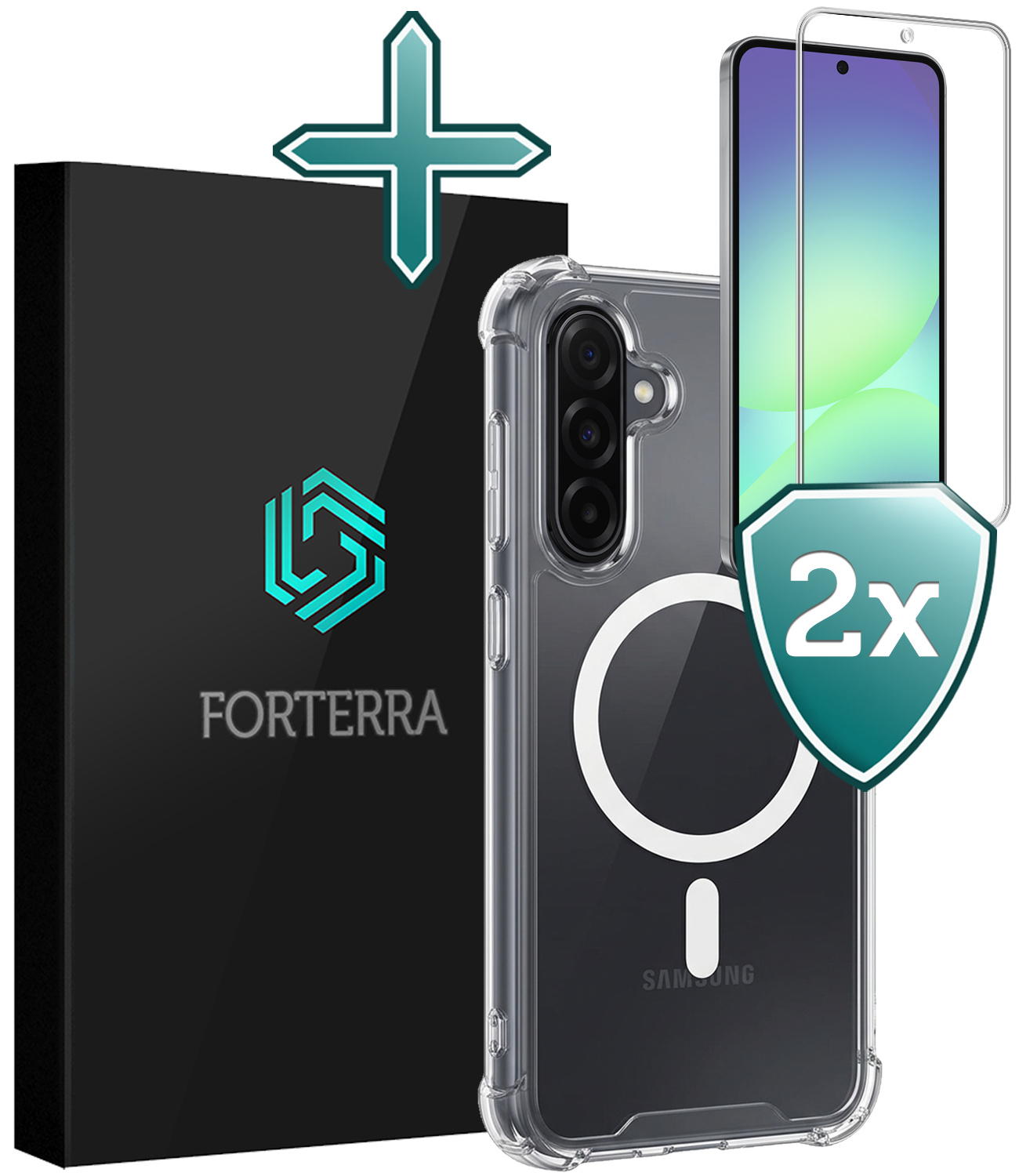 Forterra Forterra Samsung Galaxy A56 Magsafe Hoesje Transparant Met 2x Screenprotector
