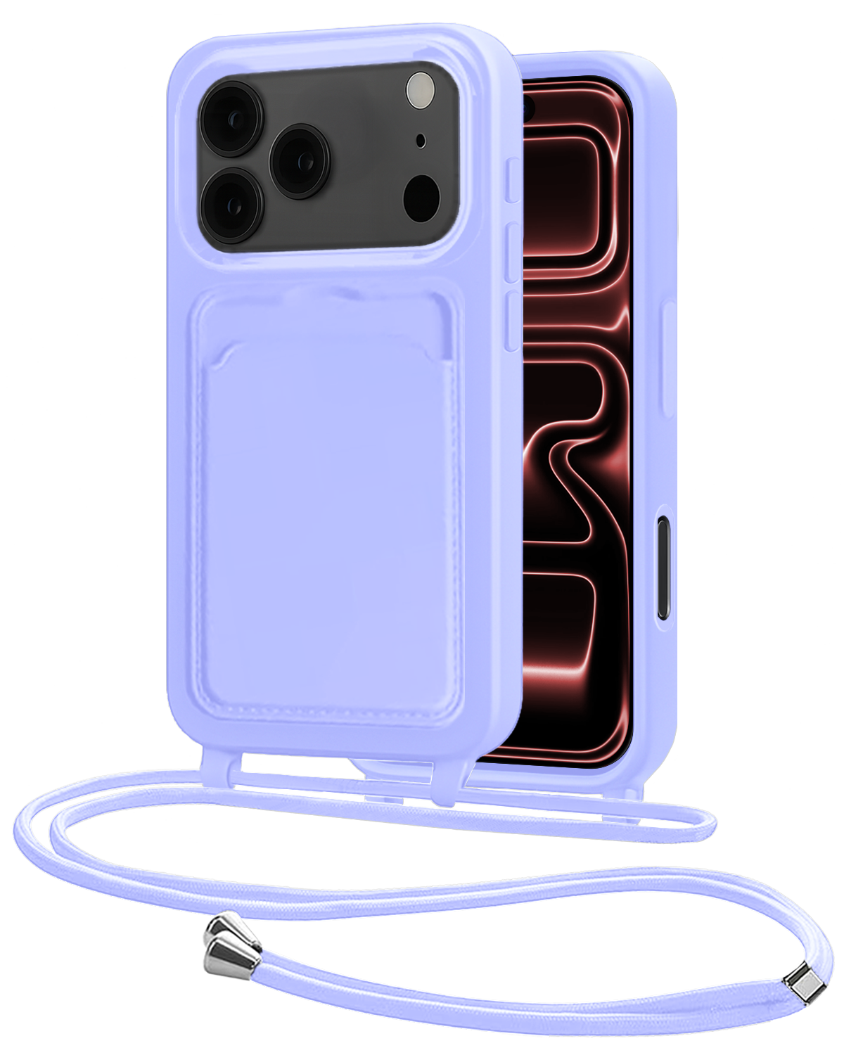 NoXx NoXx iPhone 17 Pro Hoesje Pashouder met Koord - Lila