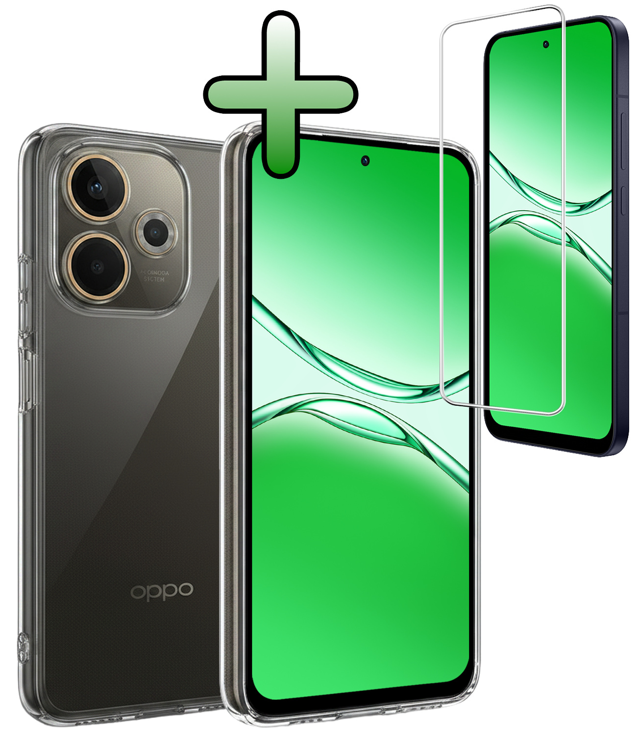 BASEY. BASEY. OPPO A5 Pro Hoesje Siliconen Met Screenprotector - Transparant