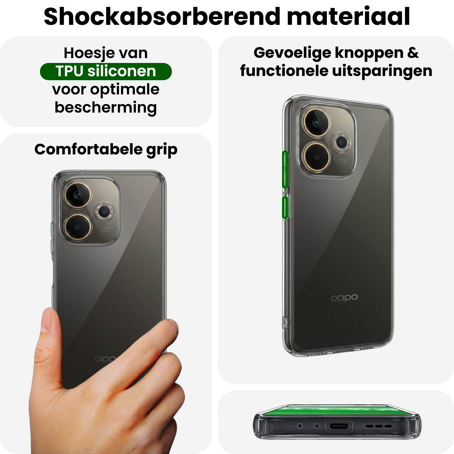 BASEY. BASEY. OPPO A5 Pro Hoesje Siliconen Met Screenprotector - Transparant