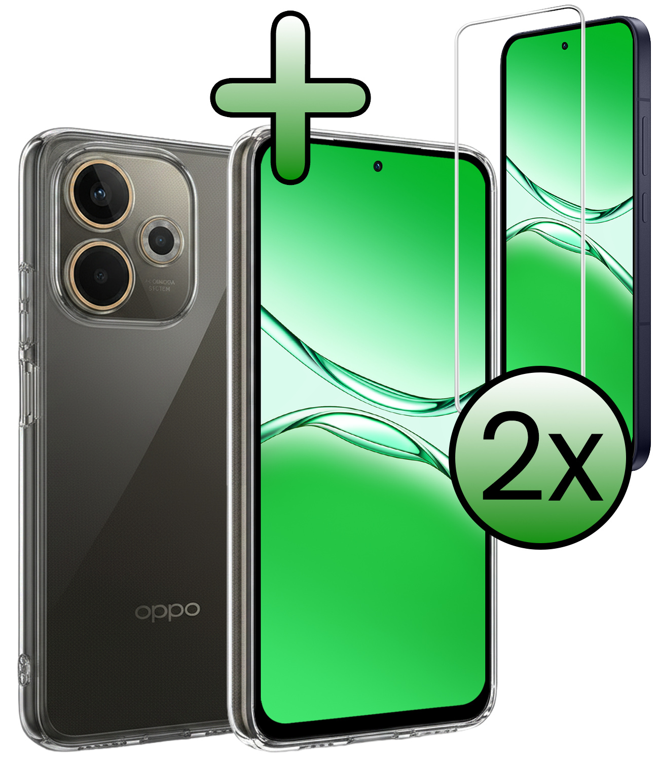 BASEY. BASEY. OPPO A5 Pro Hoesje Siliconen Met 2x Screenprotector - Transparant