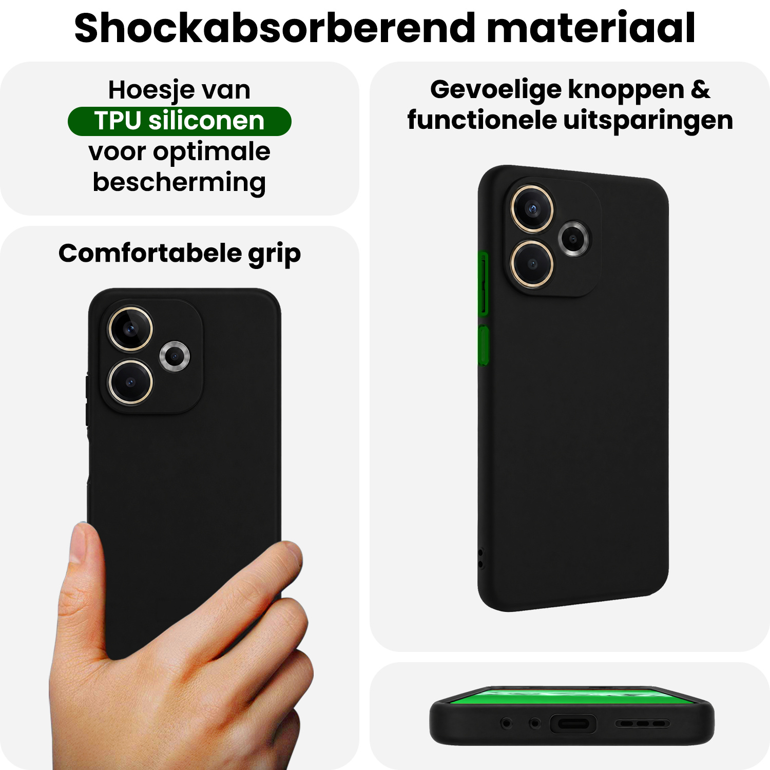 BASEY. BASEY. OPPO A5 Pro Hoesje Siliconen - Zwart - 2 PACK