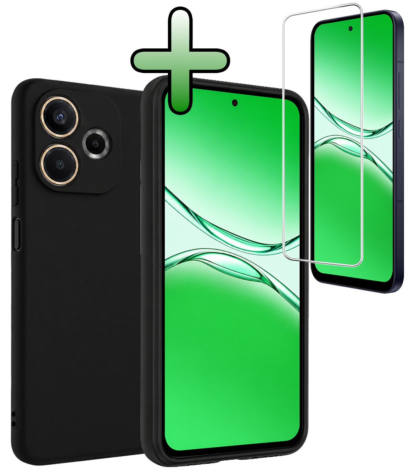 BASEY. BASEY. OPPO A5 Pro Hoesje Siliconen Met Screenprotector - Zwart