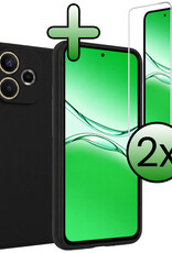 BASEY. BASEY. OPPO A5 Pro Hoesje Siliconen Met 2x Screenprotector - Zwart