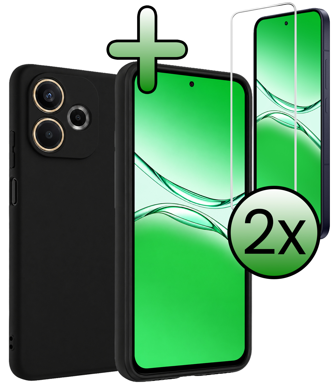 BASEY. BASEY. OPPO A5 Pro Hoesje Siliconen Met 2x Screenprotector - Zwart