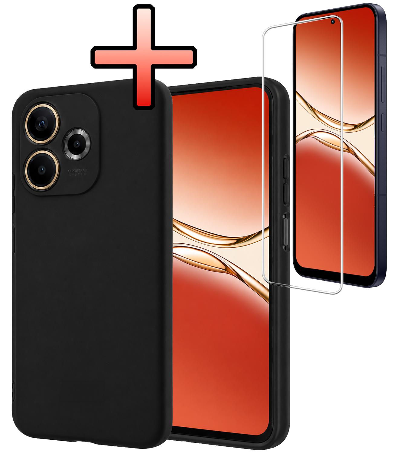 NoXx NoXx OPPO A5 Pro Hoesje Siliconen Met Screenprotector - Zwart