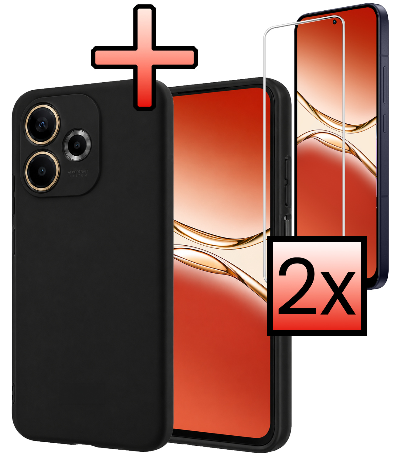 NoXx NoXx OPPO A5 Pro Hoesje Siliconen Met 2x Screenprotector - Zwart