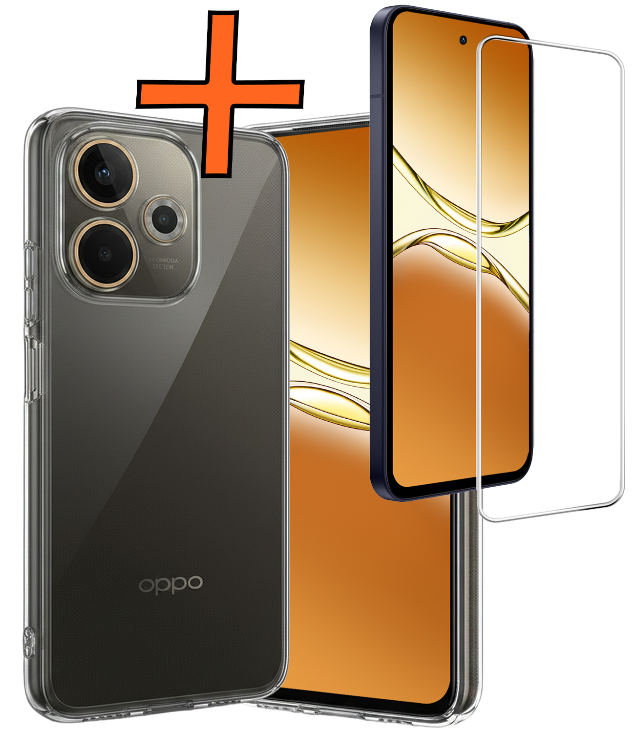 Nomfy Nomfy OPPO A5 Pro Hoesje Siliconen Met Screenprotector - Transparant