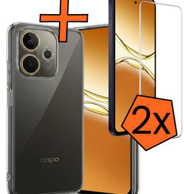 Nomfy Nomfy OPPO A5 Pro Hoesje Siliconen Met 2x Screenprotector - Transparant