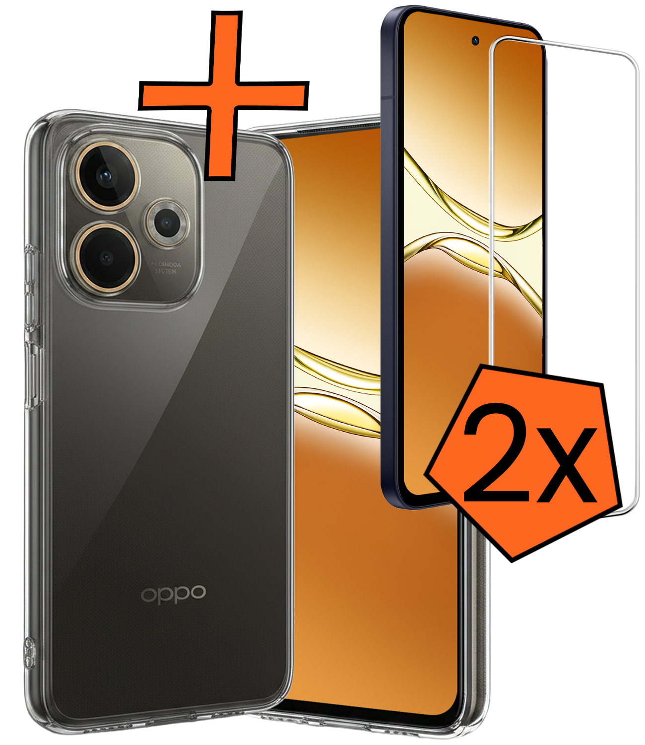 Nomfy Nomfy OPPO A5 Pro Hoesje Siliconen Met 2x Screenprotector - Transparant