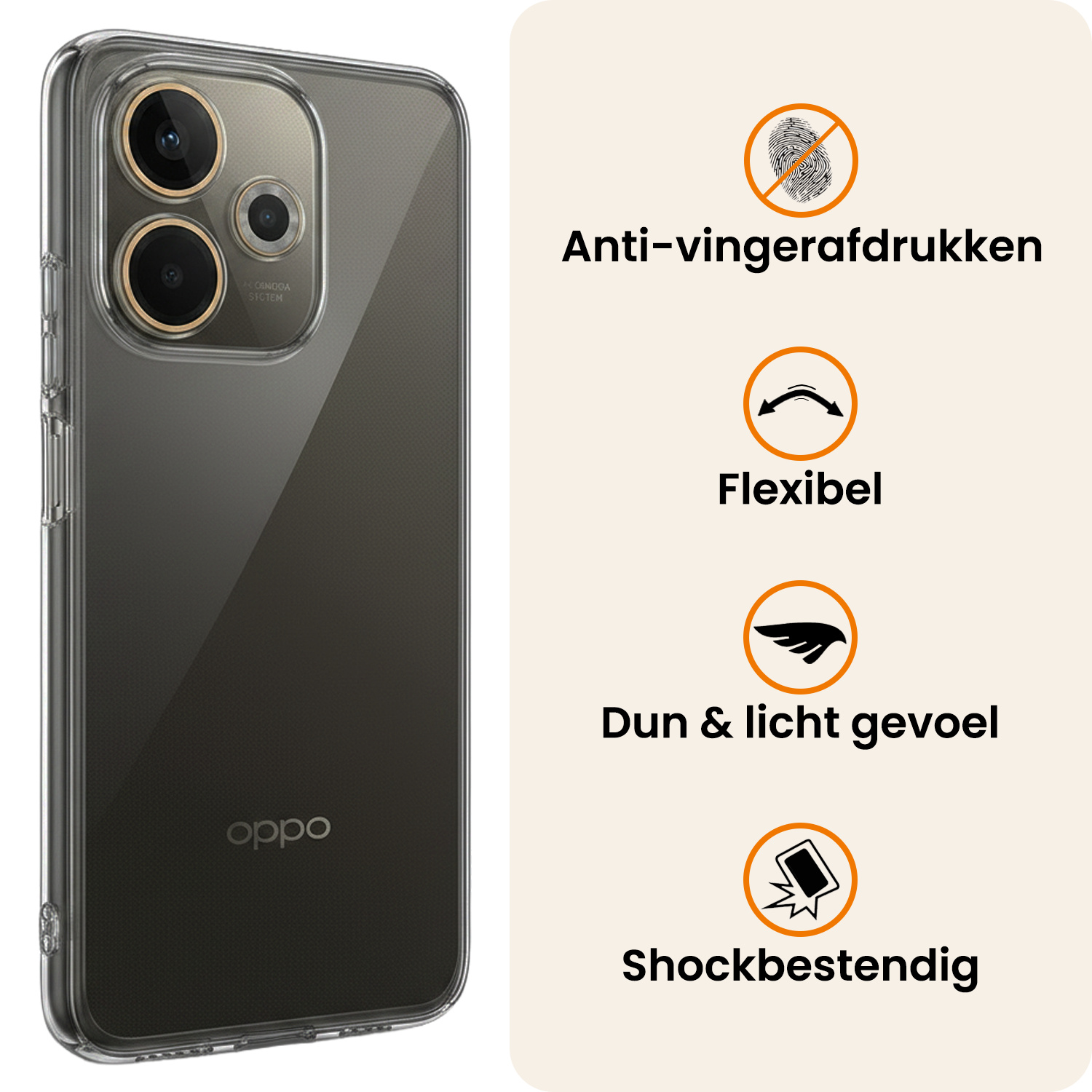 Nomfy Nomfy OPPO A5 Pro Hoesje Siliconen Met 2x Screenprotector - Transparant