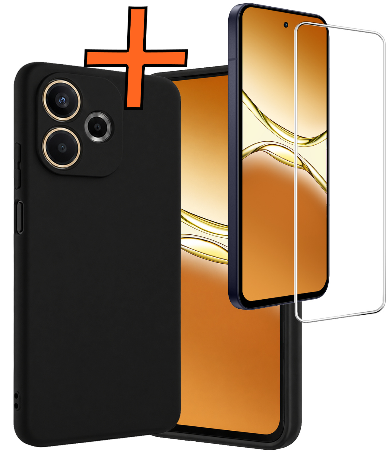 Nomfy Nomfy OPPO A5 Pro Hoesje Siliconen Met Screenprotector - Zwart