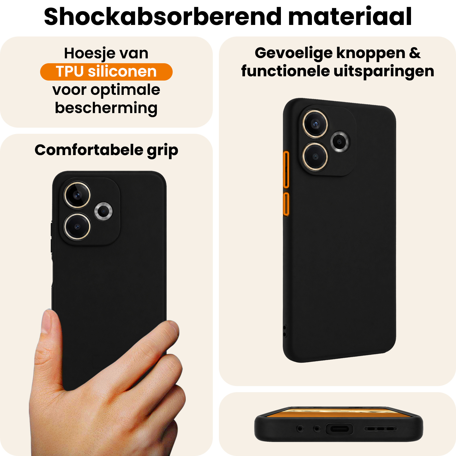Nomfy Nomfy OPPO A5 Pro Hoesje Siliconen Met 2x Screenprotector - Zwart