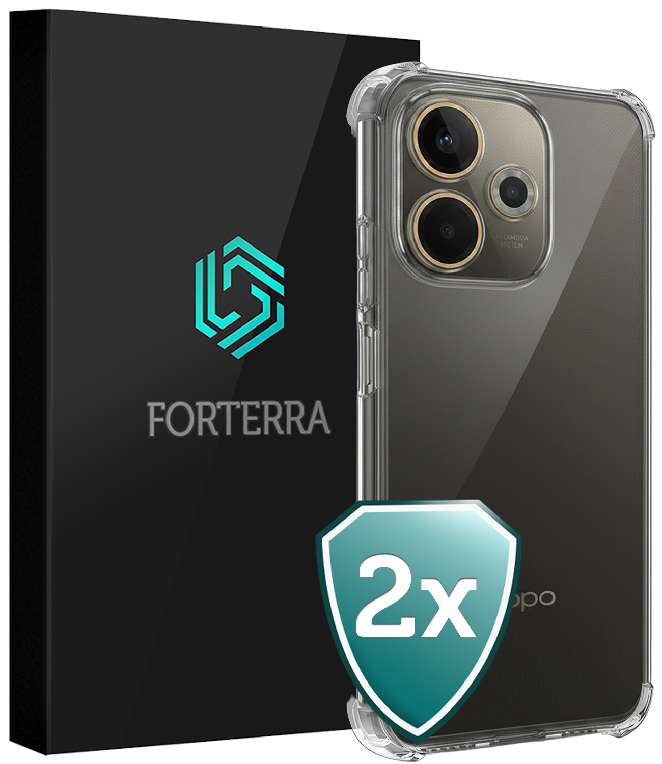 Forterra Forterra OPPO A5 Pro Hoesje Shockproof - Transparant - 2 PACK