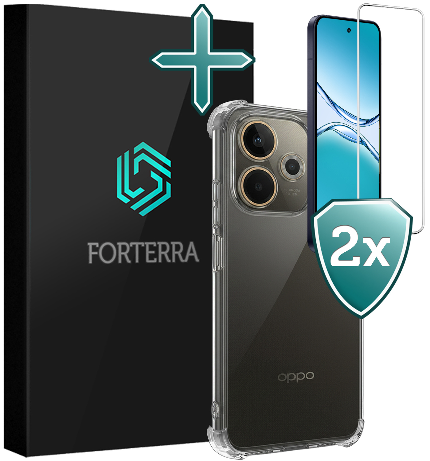 Forterra Forterra OPPO A5 Pro Hoesje Shockproof Met 2x Screenprotector