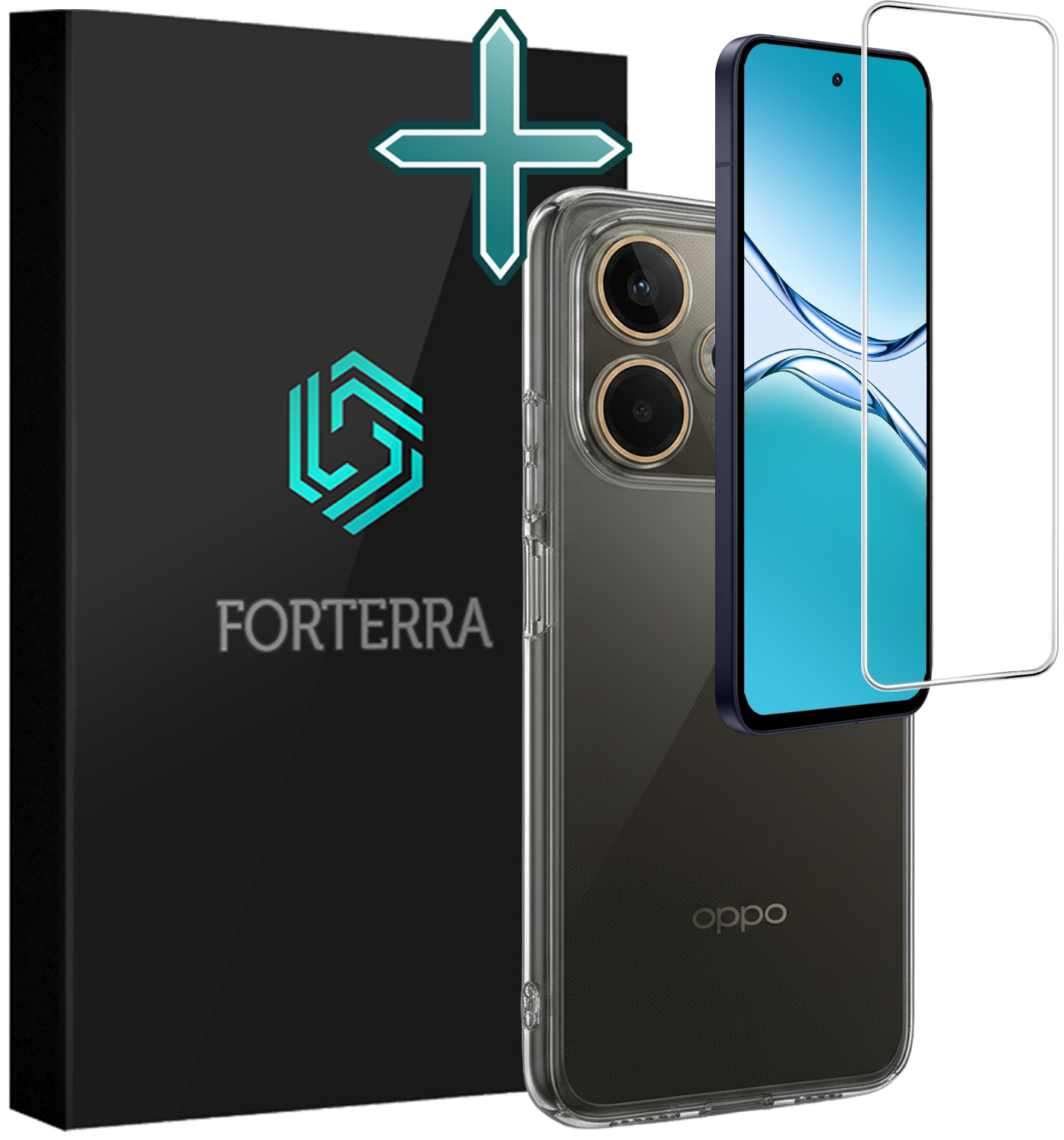 Forterra Forterra OPPO A5 Pro Hoesje Siliconen Met Screenprotector - Transparant
