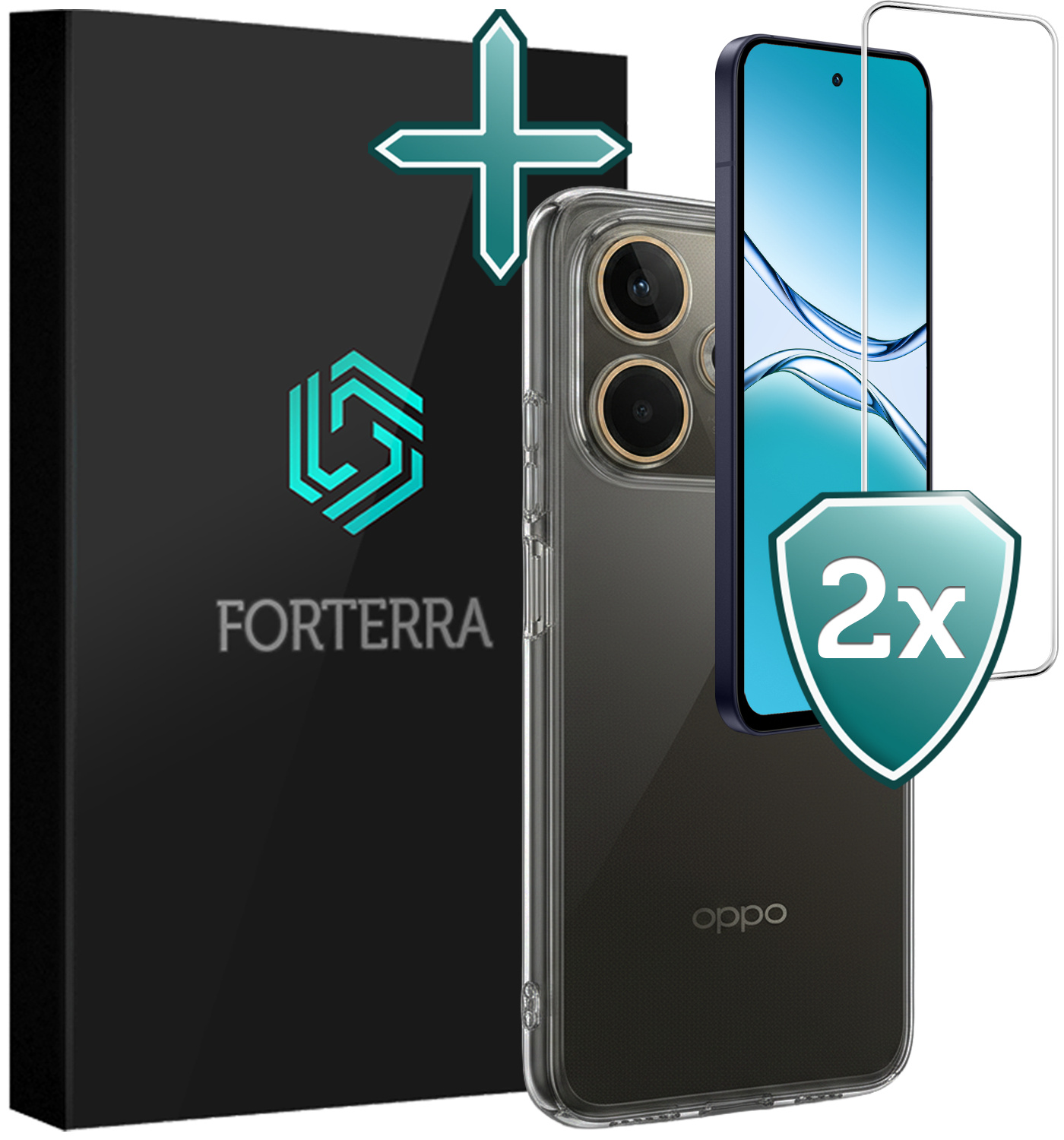 Forterra Forterra OPPO A5 Pro Hoesje Siliconen Met 2x Screenprotector - Transparant