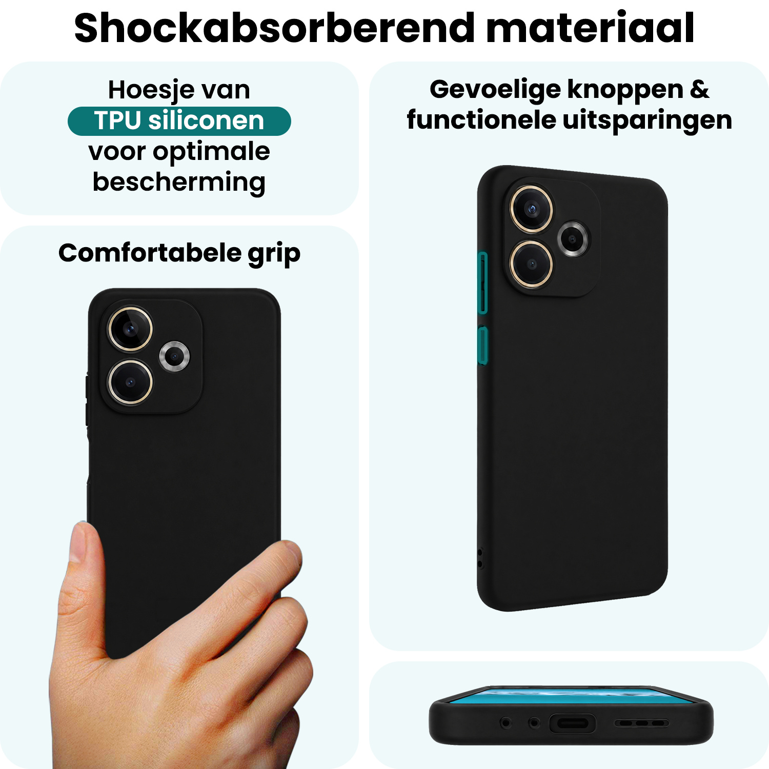 Forterra Forterra OPPO A5 Pro Hoesje Siliconen Met Screenprotector - Zwart