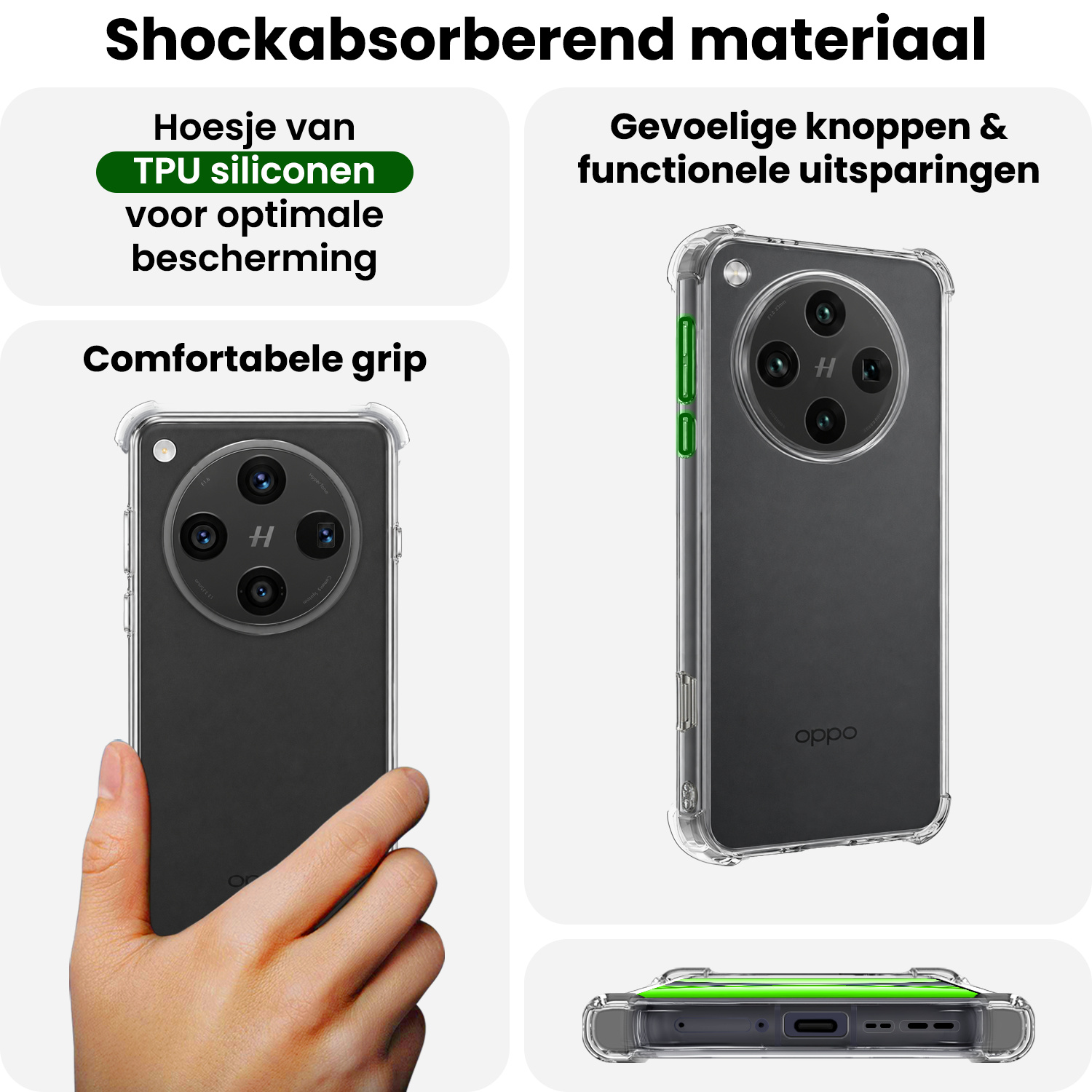 BASEY. BASEY. OPPO Find X8 Pro Hoesje Shockproof - Transparant - 2 PACK