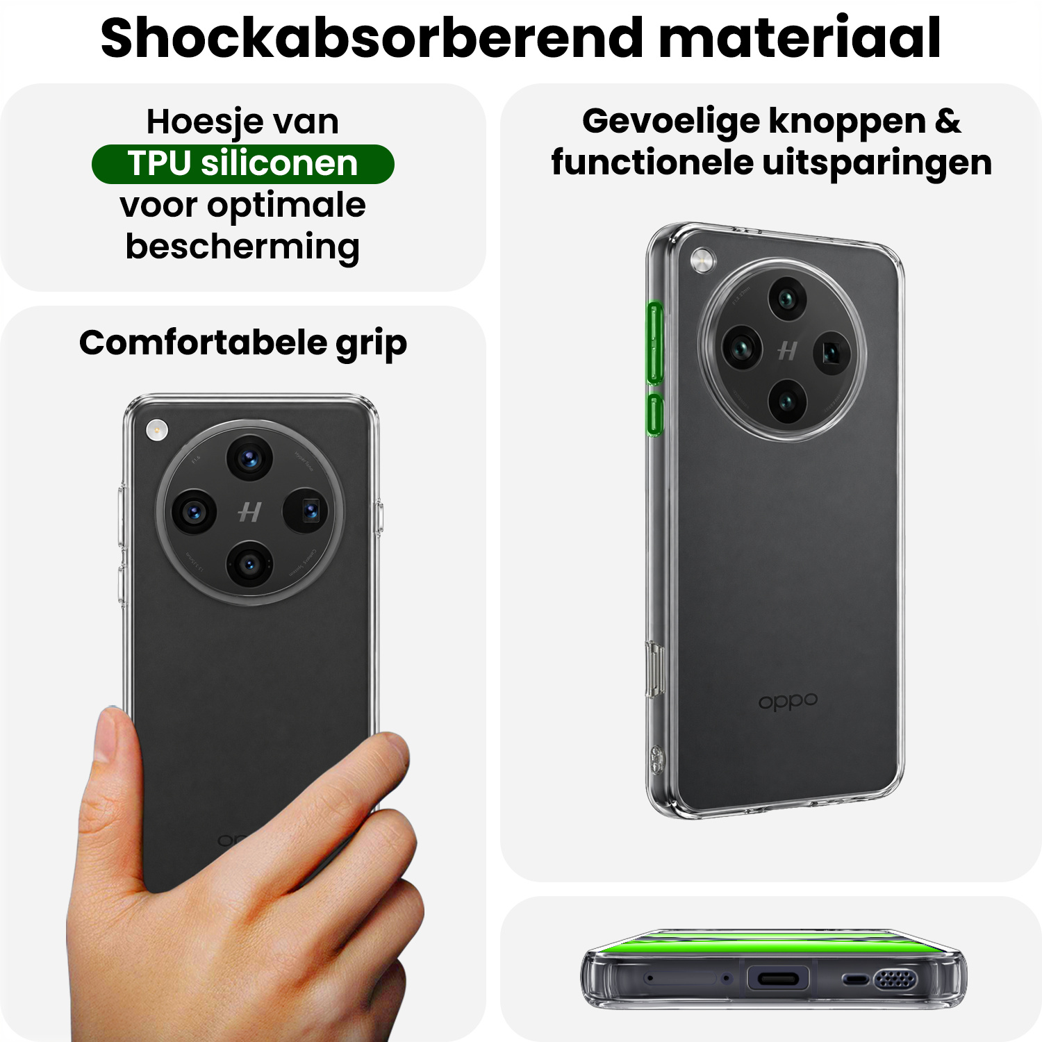 BASEY. BASEY. OPPO Find X8 Pro Hoesje Siliconen Met Screenprotector - Transparant
