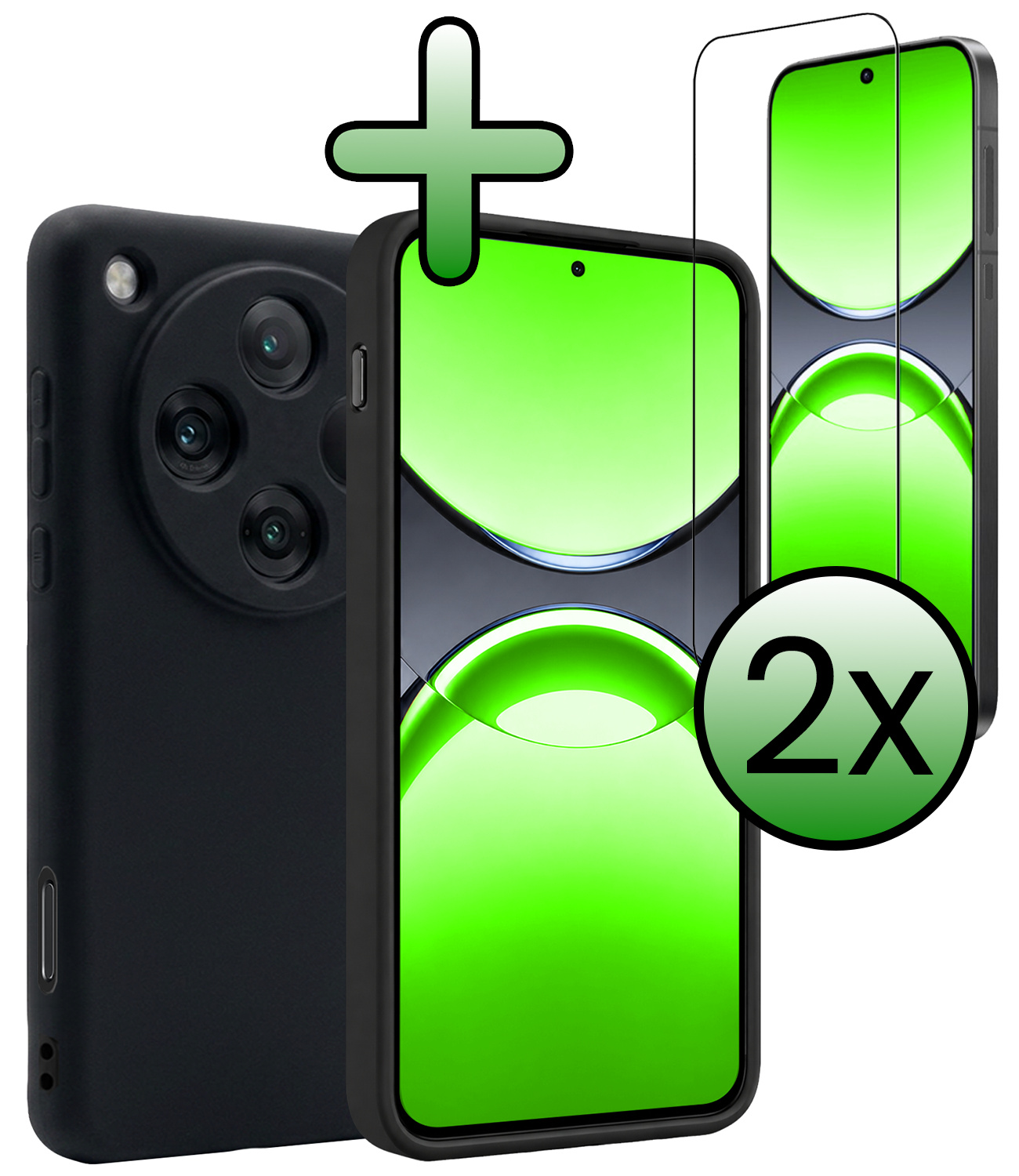 BASEY. BASEY. OPPO Find X8 Pro Hoesje Siliconen Met 2x Screenprotector - Zwart