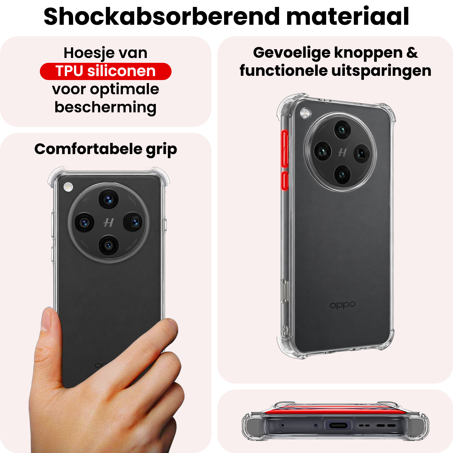 NoXx NoXx OPPO Find X8 Pro Hoesje Shockproof - Transparant